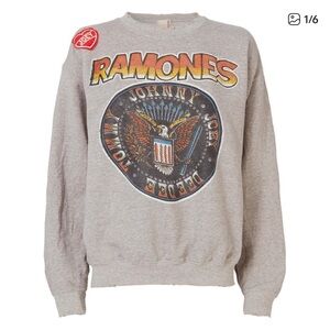 MadeWorn Ramones Joey Patch Rocker Sweatshirt Size XS Gray Vintage Band